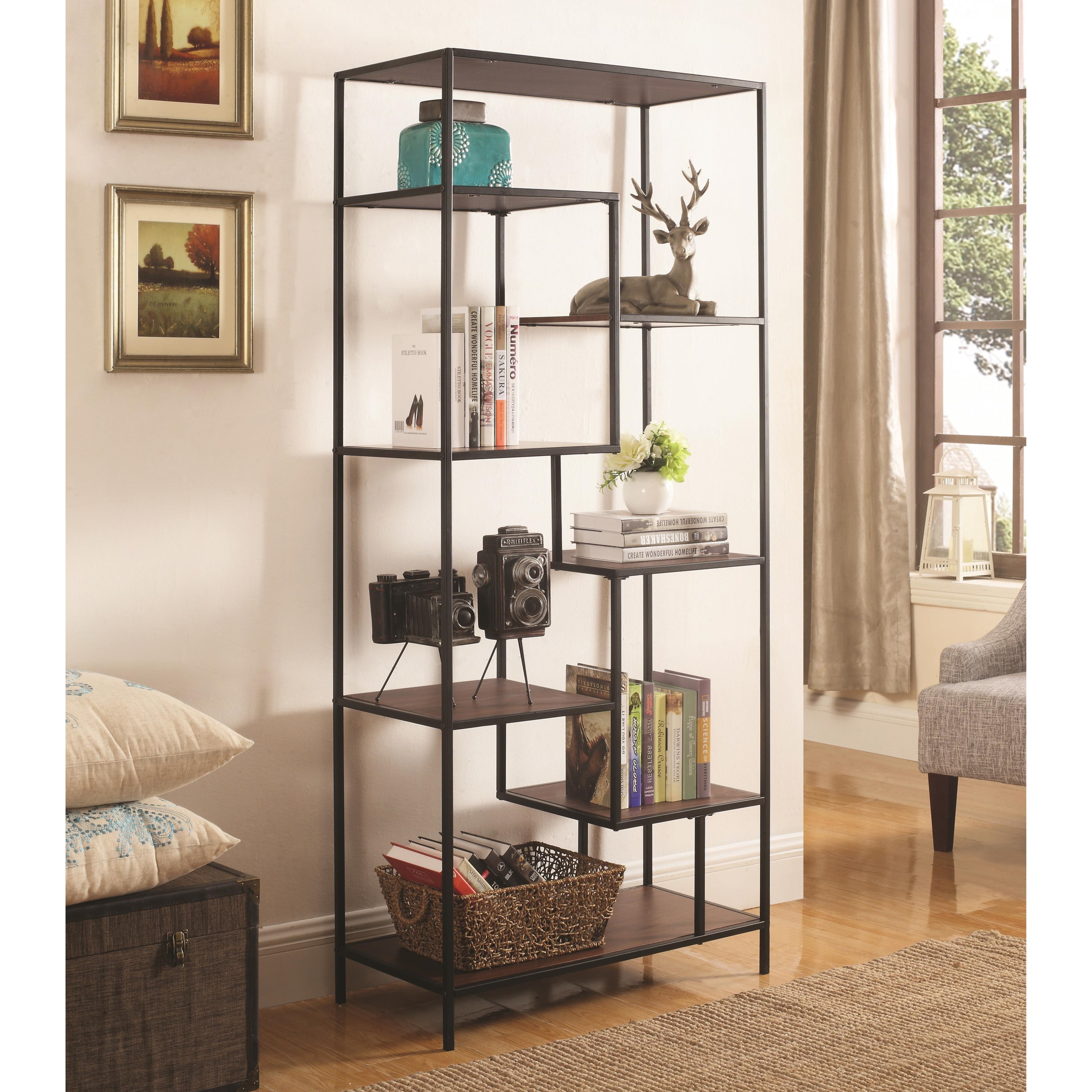 Coaster furniture 800279 corner bookshelf in dark cappuccino finish best sale